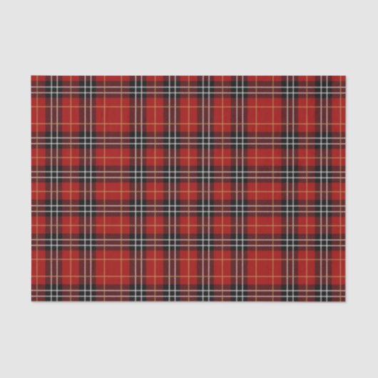 Papier Mousseline Festive Rouge et Noir Plaid Motif Noël (Recto)