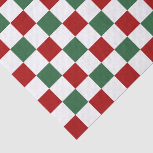 Papier Mousseline Festive rouge vert Motif vérifié (Détail)