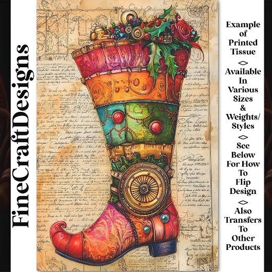 Papier Mousseline Festive Stocking Steampunk Vibe BL4 Découpage