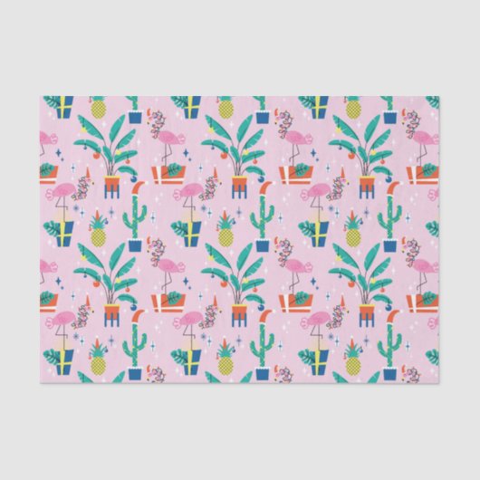 Papier Mousseline Festive Tropical Noël Motif (Recto)