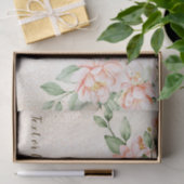 Papier Mousseline Fête Aquarelle Fleurs Blanches Pêches Élégantes (Cadeau)