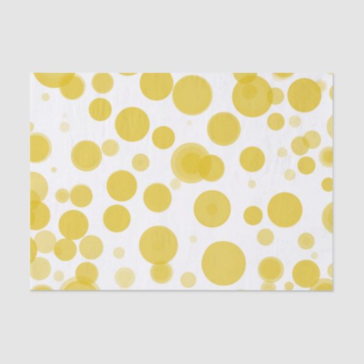 Papier Mousseline Fête Bulles Jaune Moderne & Points Blancs (Recto)