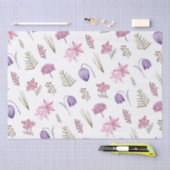 Papier Mousseline Fête d'anniversaire bébé fleurs rose violet modern (Artisanat)