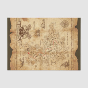 Papier Mousseline Fête d'anniversaire carte au trésor vintage pirate