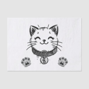 Papier Mousseline Fête d'anniversaire de chaton Kitty noire 