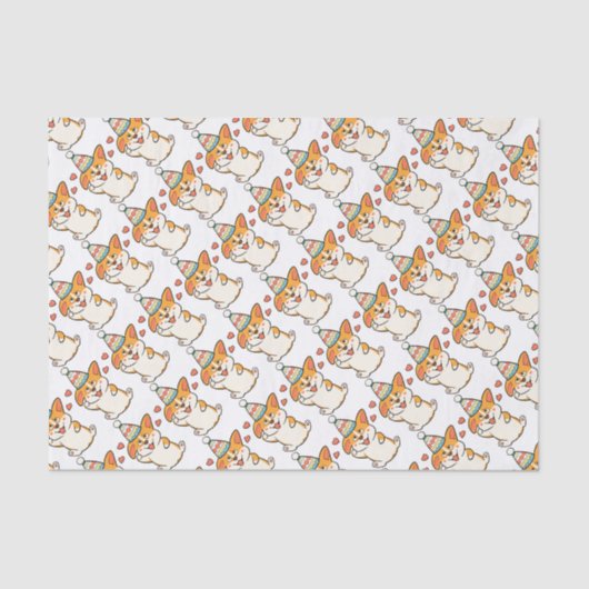 Papier Mousseline Fête d'anniversaire de corgi (Recto)