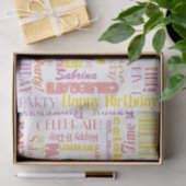 Papier Mousseline Fête d'anniversaire ! Pastels Chaleureux NOM et ÂG (Cadeau)