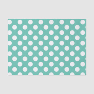 Papier Mousseline Fête d'anniversaire pois turquoise et blanc