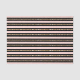 Papier Mousseline Fête d'anniversaire rose gold pailleté et rayures 
