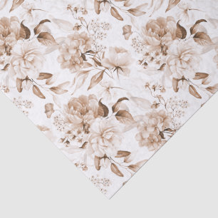 Papier Mousseline Fête de bébé Bohème Art Floral Sépia Vintage 1600
