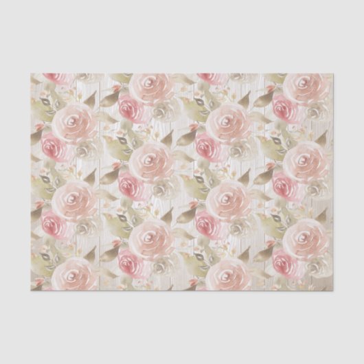 Papier Mousseline Fête de bébé Rose Blush Bois Rustique (Recto)