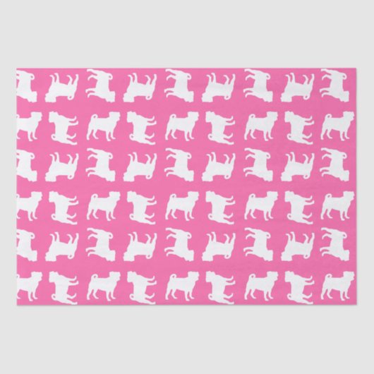 Papier Mousseline Fête de la fête du chien Carlin rose (Recto)