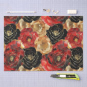 Papier Mousseline Fête de mariage Floral Noir Or (Artisanat)