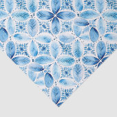 Papier Mousseline Fête de Mariage Florale en Batik Bleu Blanc (Détail)