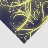 Papier Mousseline Fête de Noël Arbre d'or Étoiles Marine Fêtes Bleue (Détail)