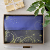 Papier Mousseline Fête de Noël Arbre d'or Étoiles Marine Fêtes Bleue (Cadeau)