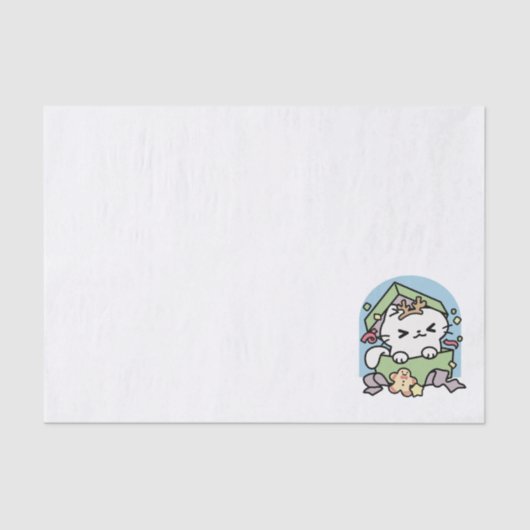 Papier Mousseline Fête de Noël avec Purr-ty Time Cat (Recto)