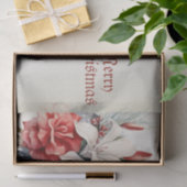 Papier Mousseline Fête de Noël Blanc Fleurs rouges Vacances Élégante (Cadeau)