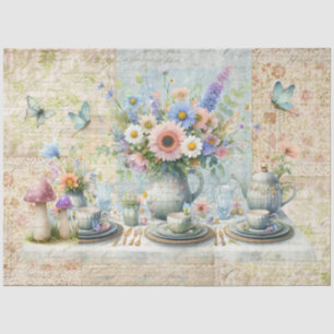 Papier Mousseline Fête de thé floral Pastel Bouquet Blue Pink Preppy
