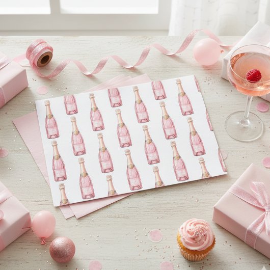 Papier Mousseline Fête des Bouteilles de Champagne Rose