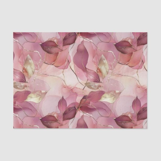 Papier Mousseline Fête des mariées des Feuilles d'or rose (Recto)