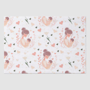 Papier Mousseline Fête des Mères avec Floral et Coeur