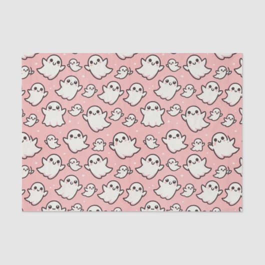 Papier Mousseline Fête d'Halloween Éffrayante rose (Recto)