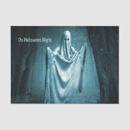 Papier Mousseline Fête d'Halloween Fantôme noir bleu nuit noir (Recto)