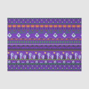 Papier Mousseline Fête d'Halloween - Purple tricot motif