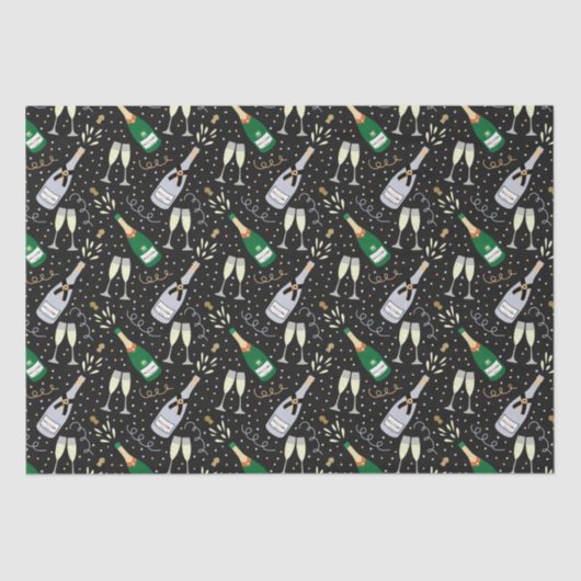 Papier Mousseline Fête du Champagne moderne Nouvel An Réveillon (Recto)