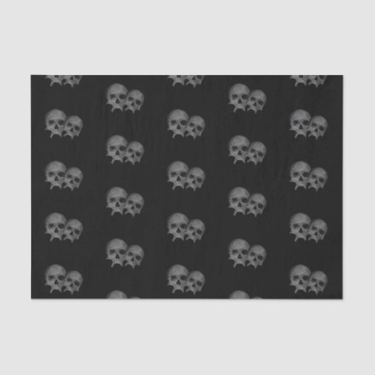 Papier Mousseline Fête du costume d'Halloween à crâne noir gothique (Recto)