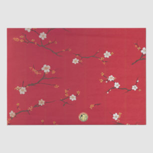 Papier Mousseline Fête du Nouvel An Empereur Rouge Cerise Blossom