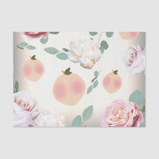 Papier Mousseline Fête Florale d'Anniversaire Mariage Fleur de PÊCHE (Recto)