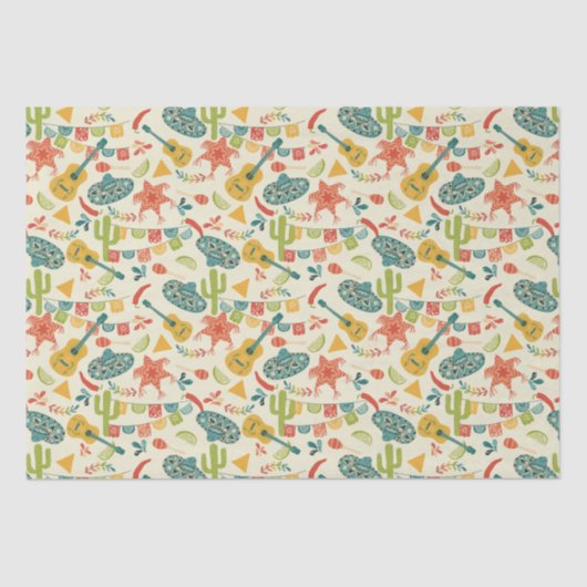 Papier Mousseline Fête mexicaine à motif d'anniversaire (Recto)