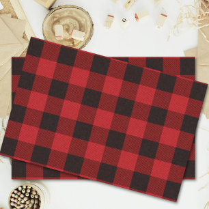 Papier Mousseline fête plaid rouge bûcheron rustique d'hiver