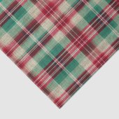 Papier Mousseline Fêtes Crème Rouge Vert Trappe Plaid (Détail)