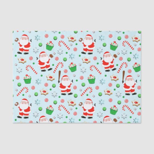 Papier Mousseline Fêtes de Noël de baseball (Recto)