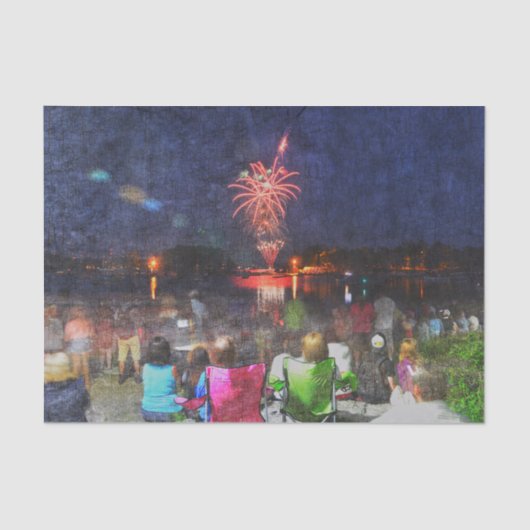 Papier Mousseline Feu d'artifice de l'indépendance 4 juillet (Recto)