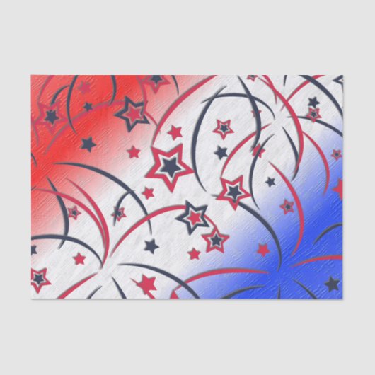 Papier Mousseline Feu d'artifice en bleu blanc rouge (Recto)
