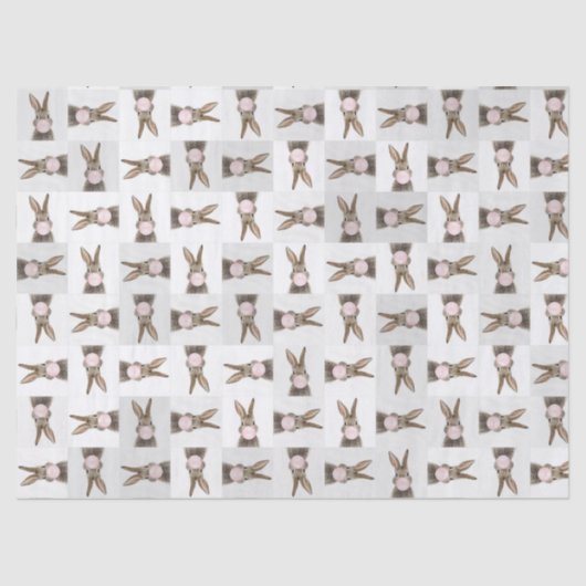 Papier Mousseline Feu de lapin rose bulle gomme (Recto)