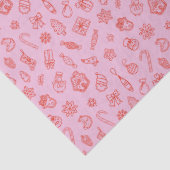 Papier Mousseline Feu de Noël rose et rouge (Détail)