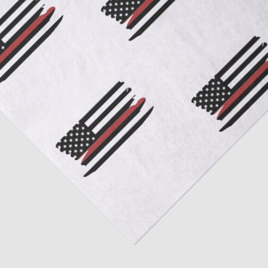 Papier Mousseline Feu de pompier mince ligne rouge Secourir drapeau  (Détail)