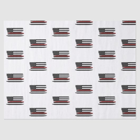 Papier Mousseline Feu de pompier mince ligne rouge Secourir drapeau  (Recto)