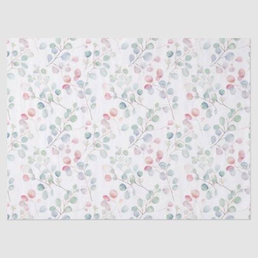 Papier Mousseline Feuillage coloré d'eucalyptus  (Recto)