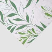 Papier Mousseline Feuillage De Verdure Motif Élégant Vert Et Blanc (Détail)