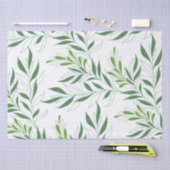 Papier Mousseline Feuillage De Verdure Motif Élégant Vert Et Blanc (Artisanat)