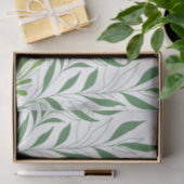 Papier Mousseline Feuillage De Verdure Motif Élégant Vert Et Blanc (Cadeau)