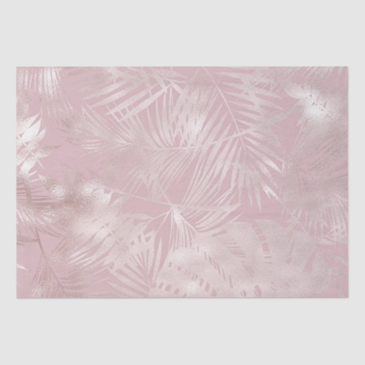 Papier Mousseline feuillage tropical broussailleux rose or faux feui (Recto)