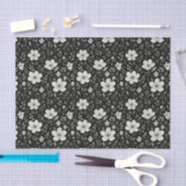 Papier Mousseline Feuille Classique Floral Art Motif Sur Grey Black (Artisanat)