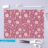 Papier Mousseline Feuille Classique Floral Art Motif sur rose foncé (Artisanat)